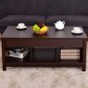 Brown Wood Lift Top Coffee Table with Hidden Storage Space