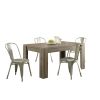 Modern Block Leg Rectangular Dining Table in Dark Taupe Wood Finish