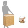 Folding 2-Bin Natural PE Wicker Linen Liner Laundry Hamper w/ Handles