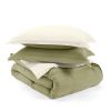 King/Cal King 3-Piece Microfiber Reversible Comforter Set in Sage Green/Cream