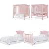 Solid Wood 3-in-1 Convertible Baby Crib Toddler Bed Daybed in Pink Finish