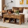 Rustic FarmHouse Tan Wooden Lift Top Coffee Table