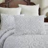 Queen Size OverSized 100% Cotton Chenille 3 PCS Coverlet Bedspread Set in White