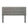 Queen Modern Classic Style Button-Tufted Headboard in Grey Upholstered Fabric