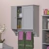 Gray 2-Door Bathroom Wall Cabinet with Towel Bar