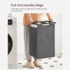 Modern Grey 2-Basket Laundry Hamper Sorter Black Frame Rustic Brown Top Shelf