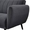 Modern Scandinavian Dark Grey Linen Upholstered Sofa Bed with Wooden Legs