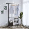 Modern Industrial Style Black Powder Coated Garment Rack with Bottom Hanging Rod