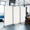 6-Ft White 3-Panel Room Divider Screen with Steel Base and Heavy Duty Hinges