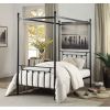 Twin size Sturdy Metal Canopy Bed Frame in Black Metal Finish