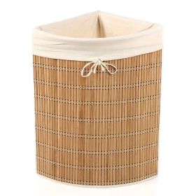 Corner PE Wicker Rattan Laundry Hamper Dirty Clothes Basket with Liner