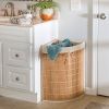 Corner PE Wicker Rattan Laundry Hamper Dirty Clothes Basket with Liner