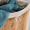 Corner PE Wicker Rattan Laundry Hamper Dirty Clothes Basket with Liner