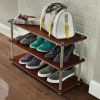 Dark Cherry 3-Shelf Modern Shoe Rack - Holds up to 12 Pair of Shoes