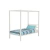 Twin size White Metal Platform Canopy Bed Frame - No Box-spring Necessary