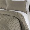 Twin/Twin XL Modern Brick Stitch Microfiber Reversible 2 Piece Comforter Set in Taupe