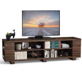 Modern TV Stand in Walnut Wood Finish - Holds up to 60-inch TV