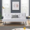 White Faux Leather Click Clack Adjustable Futon Sleeper Sofa