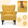 Yellow Retro Tufted Polyester Accent Chair with Stylish Espresso Wood Legs