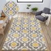 5'3" x 7'3"' Grey Yellow Trellis Geometric Polpropylene Area Rug