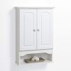 White 2-Door Bathroom Wall Cabinet with Open Storage Shelf