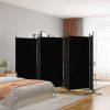 6-Panel Room Divider Black 204.7"x70.9" Fabric