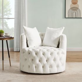 Modern Swivel Barrel Chair with 360° Rotating Base and 2 Pillows, Modern Velvet Reading Chair with Shell Chairs' Back, Swivel Chairs for Living Room,