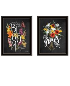 "Love Grows Here" 2-Piece Vignette by House Fenway, Ready to Hang Framed Print, Black Frame