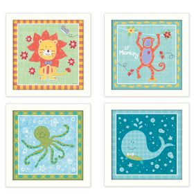 "Children's Room Collection " 4-Piece Vignette By Annie LaPoint, Printed Wall Art, Ready To Hang Framed Poster, White Frame