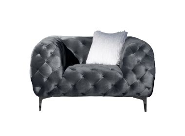 Grey Elegant Velvet Living Room Armchair