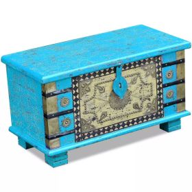 Storage Chest Blue Mango Wood 31.5"x15.7"x17.7"