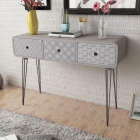 Console Table with 3 Drawers Gray