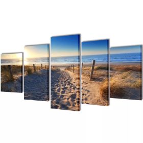 Canvas Wall Print Set Sand Beach 79" x 39"