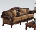 Dreena Sofa w/5 Pillows in 2-Tone Brown PU & Chenille