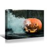 Drop-Shipping Framed Canvas Wall Art Decor Painting For Halloween, Skeleton with Jack-o-lanterns Painting For Halloween Gift, Decoration For Halloween