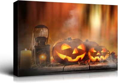 Drop-Shipping Framed Canvas Wall Art Decor Painting For Halloween, Jack-o-lanterns Painting For Halloween Gift, Decoration For Halloween Living Room,