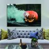 Drop-Shipping Framed Canvas Wall Art Decor Painting For Halloween, Skeleton with Jack-o-lanterns Painting For Halloween Gift, Decoration For Halloween