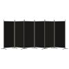 6-Panel Room Divider Black 204.7"x70.9" Fabric