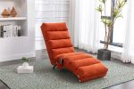 Linen Chaise Lounge Indoor Chair; Modern Long Lounger for Office or Living Room