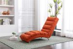 Linen Chaise Lounge Indoor Chair; Modern Long Lounger for Office or Living Room