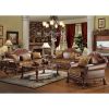 Dreena Sofa w/5 Pillows in 2-Tone Brown PU & Chenille