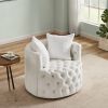 Modern Swivel Barrel Chair with 360° Rotating Base and 2 Pillows, Modern Velvet Reading Chair with Shell Chairs' Back, Swivel Chairs for Living Room,