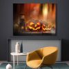 Drop-Shipping Framed Canvas Wall Art Decor Painting For Halloween, Jack-o-lanterns Painting For Halloween Gift, Decoration For Halloween Living Room,