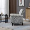 Mid-Century Modern Accent Chair, Linen Armchair w/Tufted Back/Wood Legs, Upholstered Lounge Arm Chair Single Sofa for Living Room Bedroom, Grey