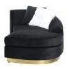 ACME Achelle Chaise w/2 Pillows in Black Velvet LV01048