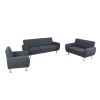 Black Grey Linen 3-Piece Living Room Sofa Set