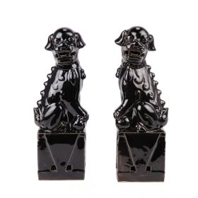 New Chinese Style Sculpture Ceramic Lion Decorative Ornaments (Color: Black)