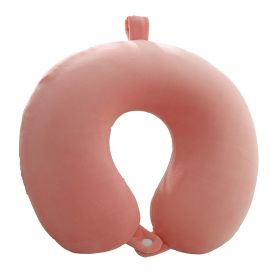 Memory Pillow U-shaped Pillow Core Travel Solid Color (Option: Baby Pink-About 30x28cm)