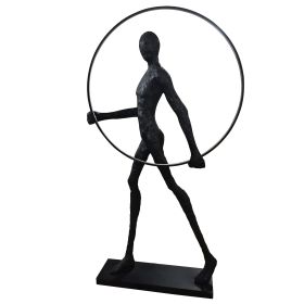 Modern Black Statue with Hoop (Color: Black)