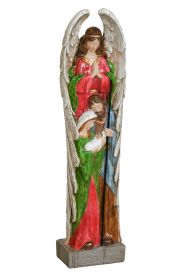 Multi Colored Arch Angel Praying over Nativity Family (Color: MULTICOLORED)